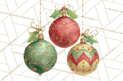 Christmas Ornaments Clipart PNG, Elegant Holiday Decor Product Image 3