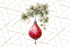 Christmas Ornaments Clipart PNG, Elegant Holiday Decor Product Image 3