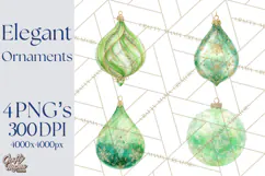 Christmas Ornaments Clipart PNG, Elegant Holiday Decor Product Image 1