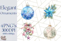 Christmas Ornaments Clipart PNG, Elegant Holiday Decor Product Image 1