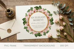 Elegant Pink Rose Gold Frame PNG Product Image 1