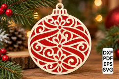 Elegant Swirl Christmas Ornament Laser Cut SVG Product Image 1