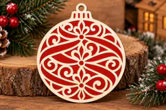 Elegant Swirl Christmas Ornament Laser Cut SVG Product Image 2