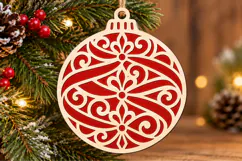 Elegant Swirl Christmas Ornament Laser Cut SVG Product Image 3