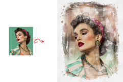 Elegant Vintage Watercolor Portrait Art Effect Product Image 2