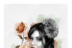 Elegant Watercolor Portrait Floral Photo Effect Product Image 5
