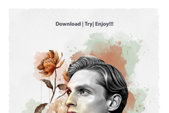 Elegant Watercolor Portrait Floral Photo Effect Product Image 3