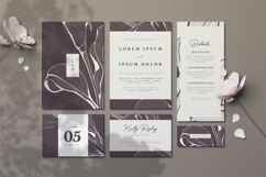 elegant wedding invitation card with line art flower Product Image 1