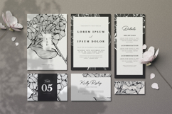elegant wedding invitation card with line art hydrangea Product Image 1