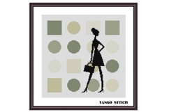 Elegant woman silhouette abstract cross stitch pattern - Tango Stitch