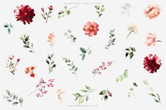 watercolor burgundy and blush flowers clipart set Product Image 5