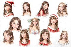 Watercolor Christmas Beautiful Girl| PNG Clipart bundle Product Image 2
