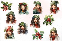 Watercolor Christmas Girl| PNG Clipart bundle Product Image 2