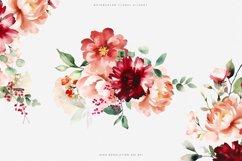 watercolor burgundy and blush flowers clipart set Product Image 3