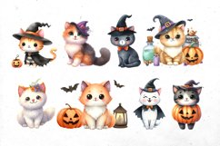 Halloween cats watercolor Bundle | PNG cliparts Product Image 2