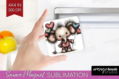 Elephant Valentine Magnet Sublimation Whimsical Animal PNG Product Image 1
