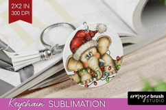 Elephant Tangled In Christmas Lights Keychain PNG Funny Xmas Product Image 1