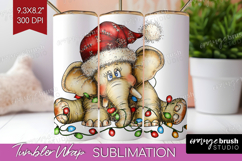 Elephant Tangled In Christmas Lights Tumbler Wrap Funny Xmas Product Image 1