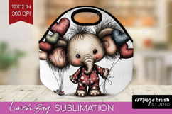 Elephant Valentine Lunch Bag Whimsical Animal Lunch Bug PNG Product Image 1