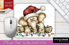 Elephant Tangled In Christmas Lights Mouse Pad Sublimation Product Image 1