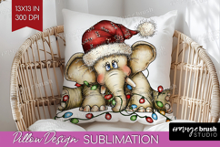 Elephant Tangled In Christmas Lights Pillow Sublimation Xmas Product Image 1