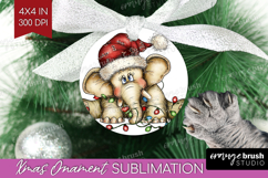 Elephant Tangled In Christmas Lights Ornament PNG Funny Xmas Product Image 1