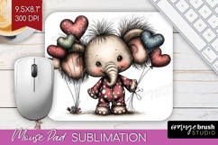 Elephant Valentine Mouse Pad Sublimation Whimsical Animal Product Image 1