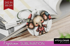 Elephant Valentine Keychain PNG Whimsical Animal Keychain Product Image 1