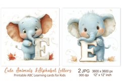 Cute Elephant, Animal Alphabet Letters, ABC Printable cards Product Image 1