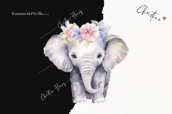 Watercolor Baby Elephant Clipart | Watercolor Animal PNG Product Image 2