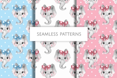 Watercolor Cute Elephant Patterns Product Image 1