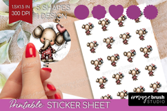 Elephant Valentine Round Sticker Whimsical Animal Printable Product Image 1