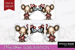 Elephant Valentine Mug Wrap Whimsical Animal Mug PNG Product Image 1