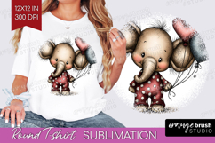 Elephant Valentine Round Tshirt Background Whimsical Animal Product Image 1