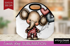 Elephant Valentine Lunch Bag Whimsical Animal Lunch Bug PNG Product Image 1