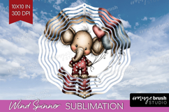 Elephant Valentine Wind Spinner Sublimation PNG Whimsical Product Image 1