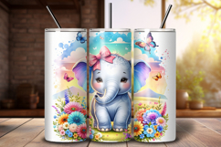 Elephant Tumbler Wrap PNG, 20oz Skinny Sublimation Design Product Image 1