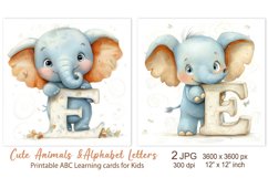 Cute Elephant, Animal Alphabet Letters, ABC Printable cards Product Image 1
