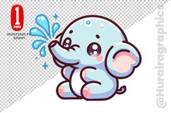 Cute Elephant Clipart - PNG File Product Image 1