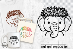 Cute elephant svg, Animal flower svg, Kids svg Product Image 1