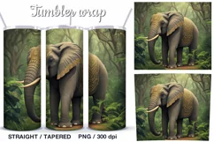 3d Elephant Tumbler Sublimation, 20 oz Tumbler Wrap Product Image 2