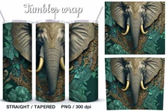 3d Elephant Tumbler Sublimation, 20 oz Tumbler Wrap Product Image 2