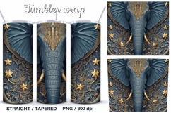 3d Elephant Tumbler Sublimation, 20 oz Tumbler Wrap Product Image 1