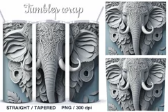 3d Elephant Tumbler Sublimation, 20 oz Tumbler Wrap Product Image 2
