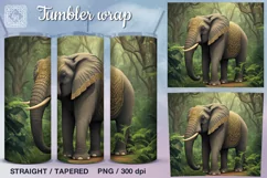 3d Elephant Tumbler Sublimation, 20 oz Tumbler Wrap Product Image 1