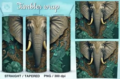 3d Elephant Tumbler Sublimation, 20 oz Tumbler Wrap Product Image 1