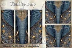 3d Elephant Tumbler Sublimation, 20 oz Tumbler Wrap Product Image 2