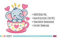 Adorable baby elephant clipart with four cheerful designs for handmade children's greeting cards and creative cardmaking projects.