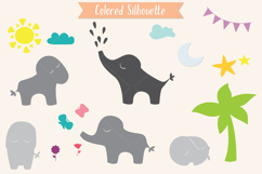 Color Hand Drawn Elephants, Jungle Animal, Sun, Flower, Tree Product Image 6