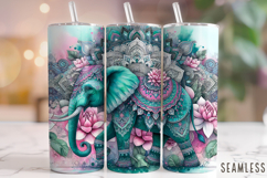 Mandala Elephant Tumbler Wrap, Floral Elephant Tumbler Wrap Product Image 1